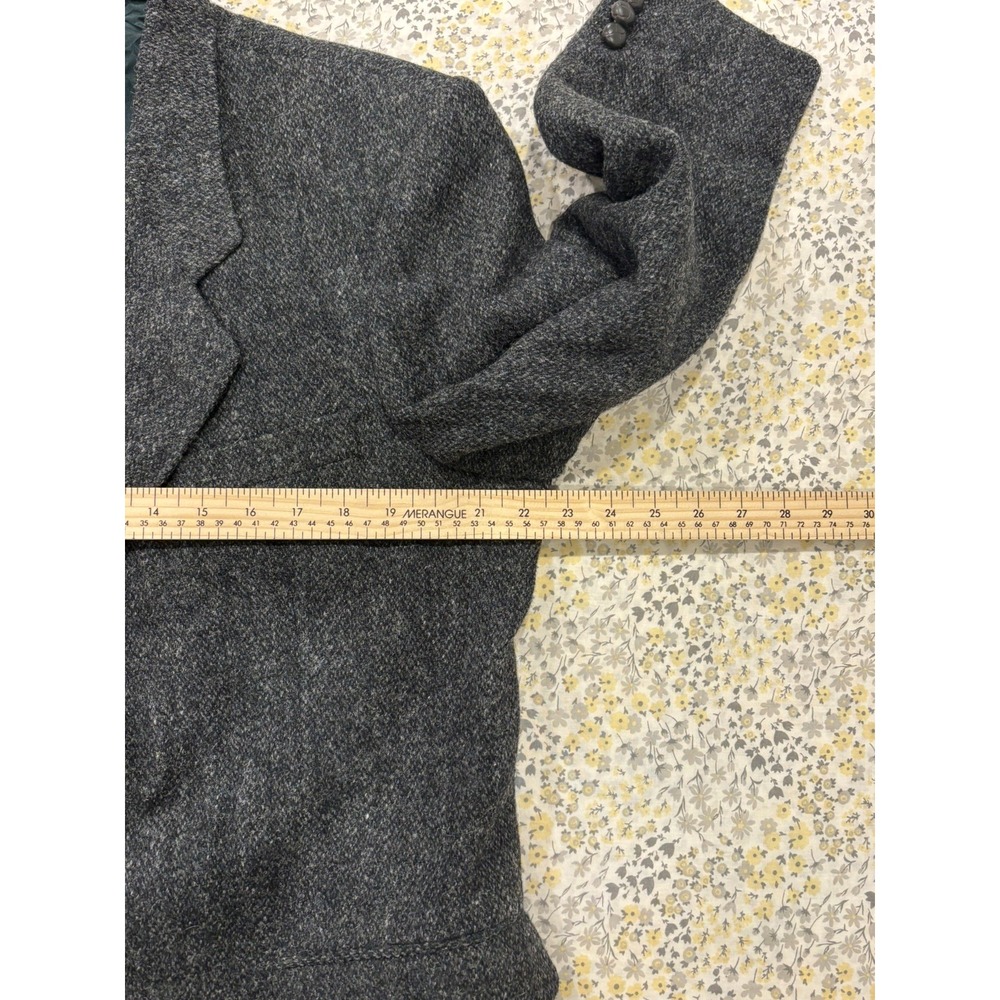 Vintage Harris Tweed Blazer Men's Size 42S‎ Charcoal Grey Herringbone Hand Woven - Picture 6 of 11
